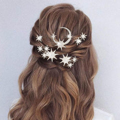Unicra bride wearing pins in wavy hair showcasing celestial wedding look