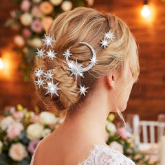 Unicra hair pins placed in an elegant bridal updo for added sparkle