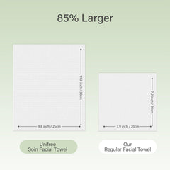 UNIFREE unfolded towel flat lay displaying extra-large size for full-face cleaning