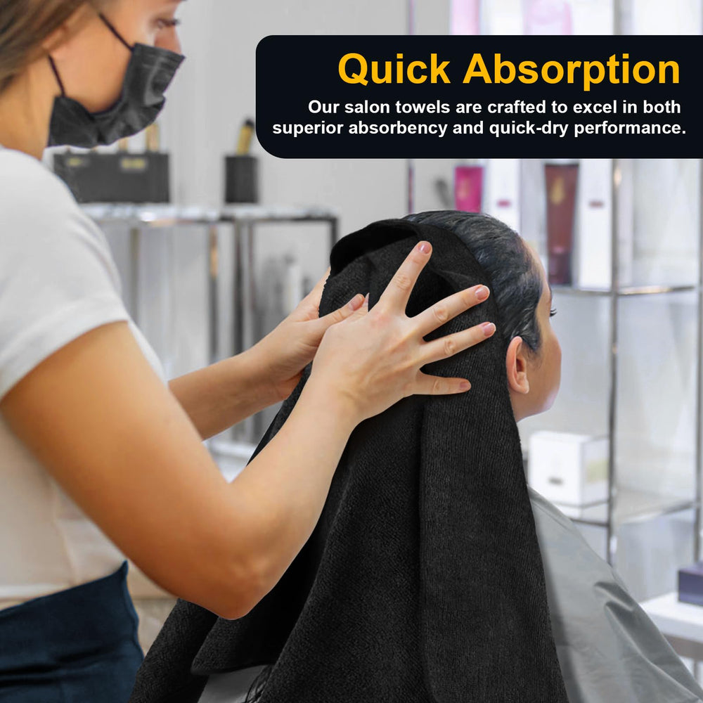 UNIMADE towel draped around client neck in salon demonstrating comfort and coverage benefit