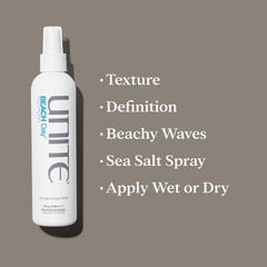 UNITE BEACH Day mist close-up illustrating texture and matte finish benefits