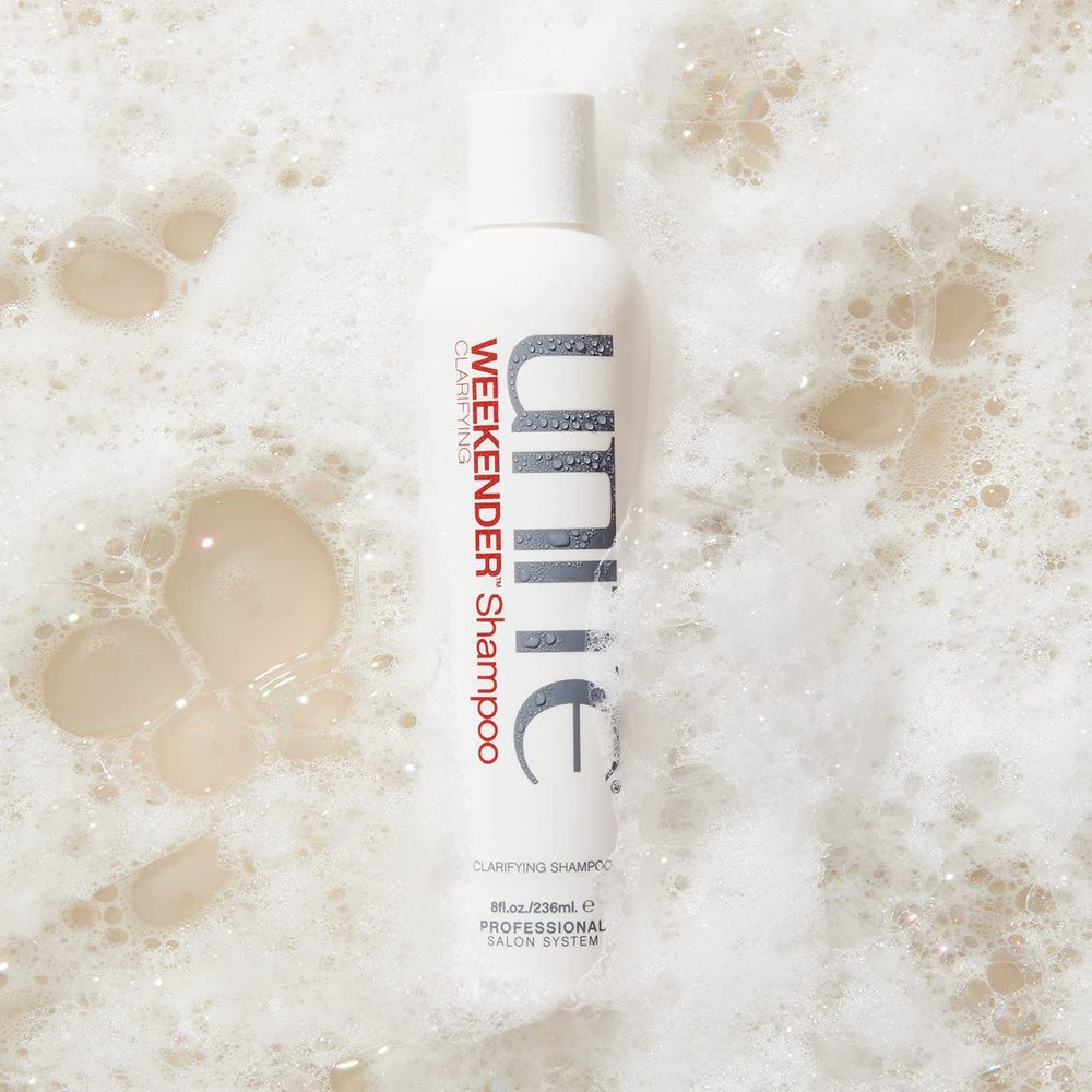 UNITE Hair WEEKENDER foam texture close-up showing gentle lather and cleansing action