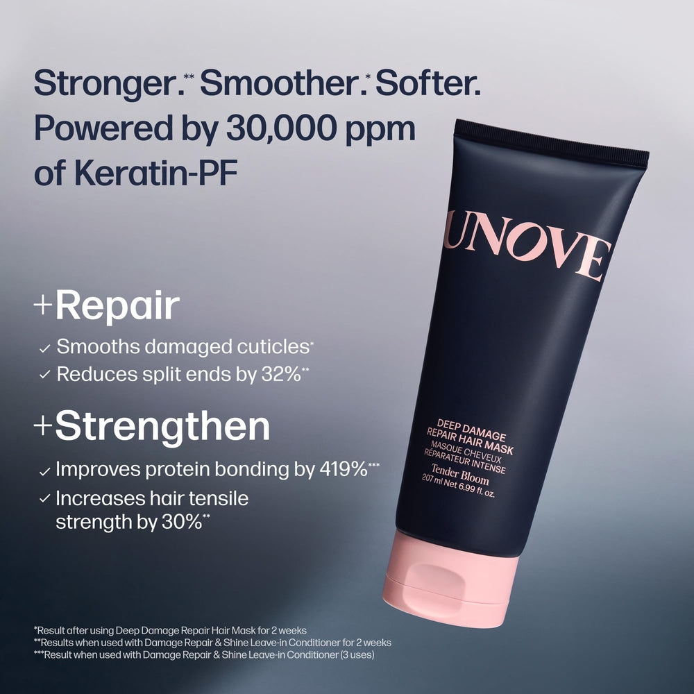 UNOVE applying treatment to damp hair for fast penetration and reduced breakage