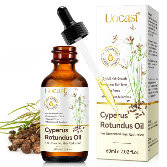 Uocasi front bottle view showing packaging and clear calming oil benefit