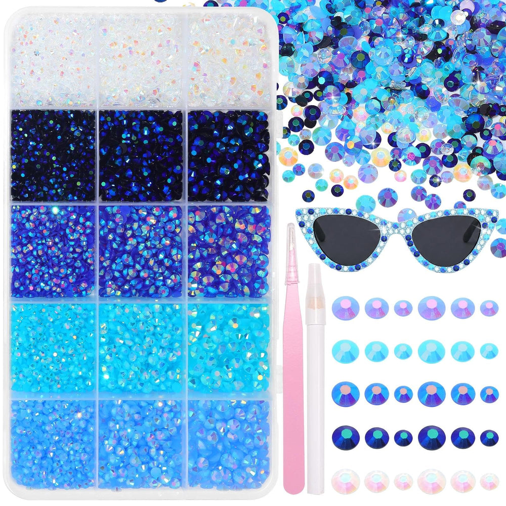 Uotey front box display showing organized 15-grid rhinestone kit for easy access