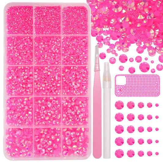 Uotey front box with hot pink rhinestones showing organized grids and easy access