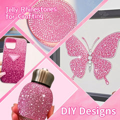 Uotey decorated tumbler with pink rhinestones illustrating finished craft appeal