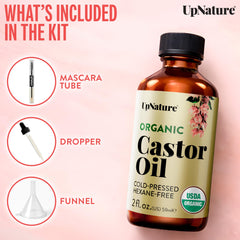 UpNature 2oz bottle next to everyday items showing compact travel benefit