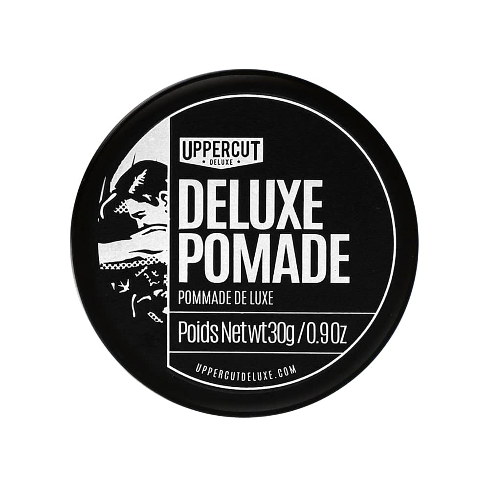 UPPERCUT DELUXE front jar view showing label and compact size benefit