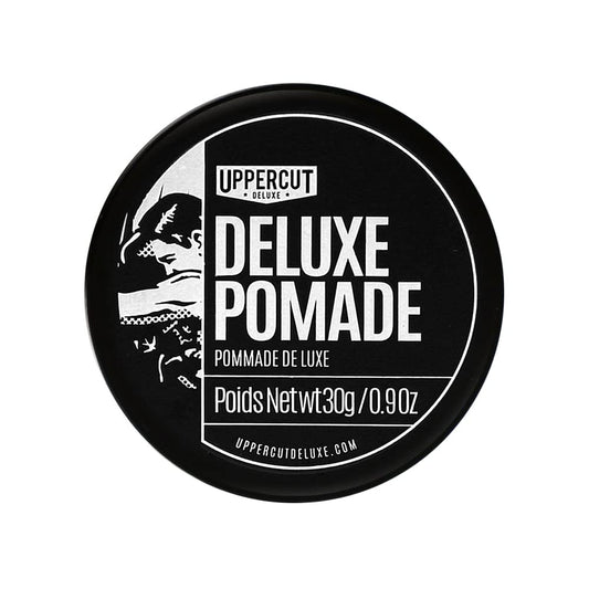 UPPERCUT DELUXE front jar view showing label and compact size benefit