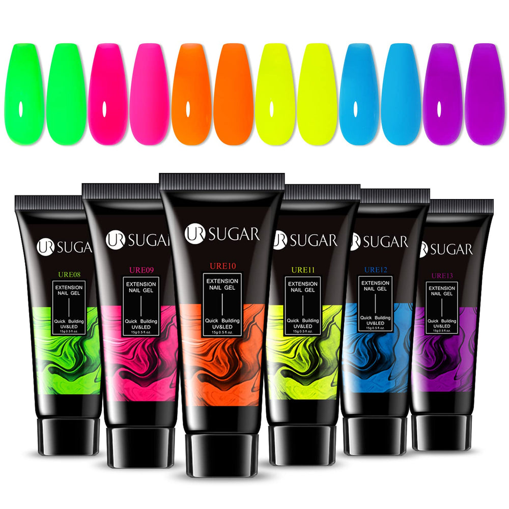 UR SUGAR front packaging showing neon poly gel set, clear gift-ready presentation