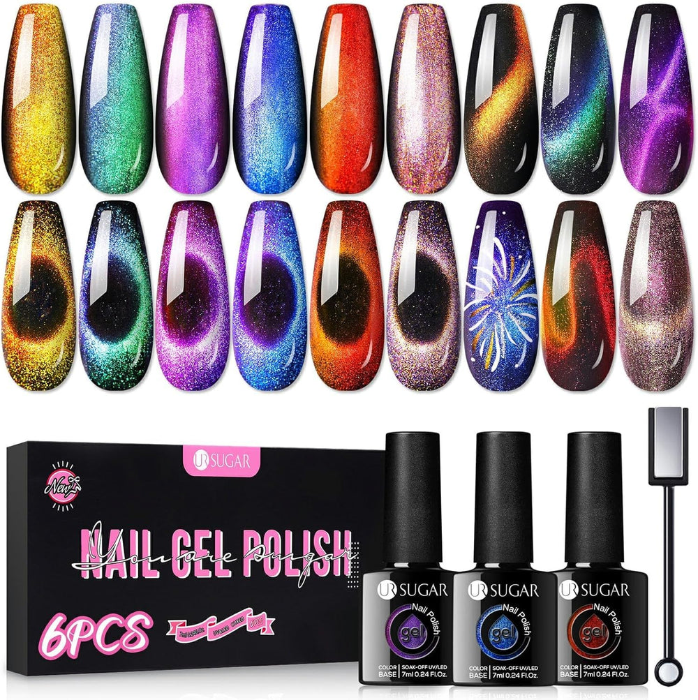 UR SUGAR front packaging showing six magnetic gel polishes and box — gift-ready