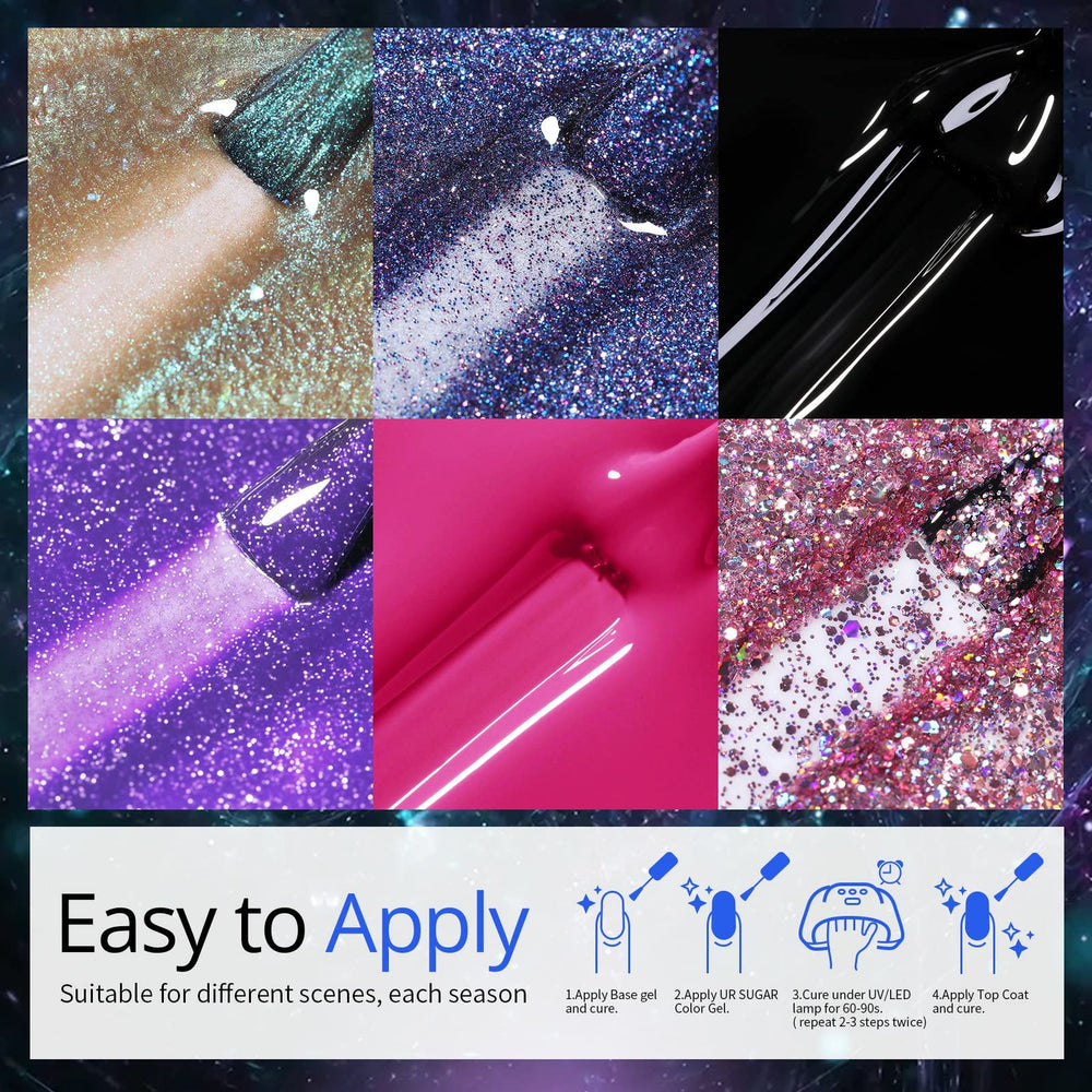 UR SUGAR gold glitter polish texture shot highlighting sparkling finish