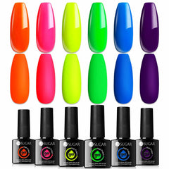 UR SUGAR neon set box front showing six fluorescent bottles and gift packaging benefit
