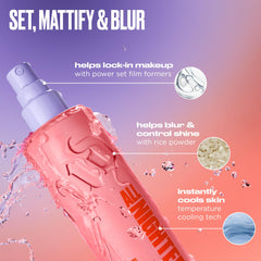 Urban Decay before and after face image showing reduced shine and blur