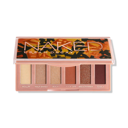URBAN DECAY naked mini front view showing six warm bronze shades and compact benefit portability