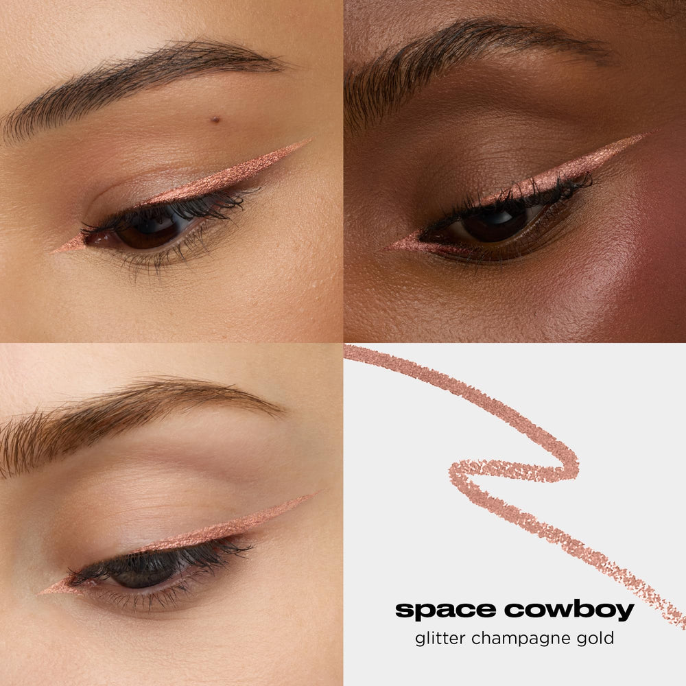Urban Decay swatch on skin highlighting peach shimmer and lasting color benefit