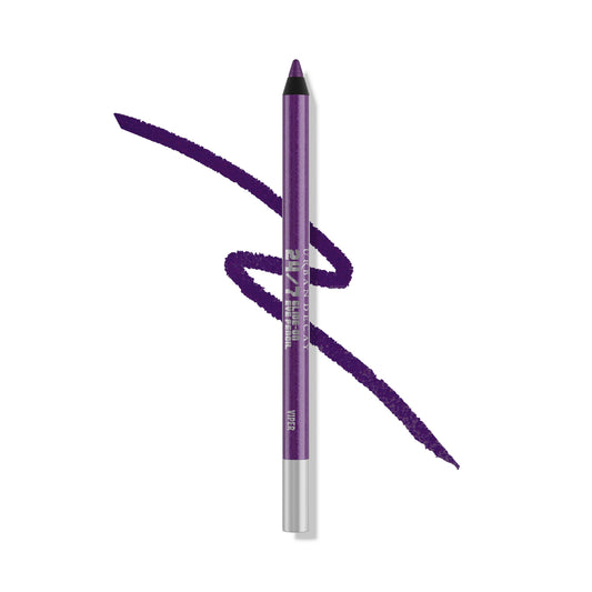 URBAN DECAY pencil front view showing metallic purple Viper and benefit of bold color