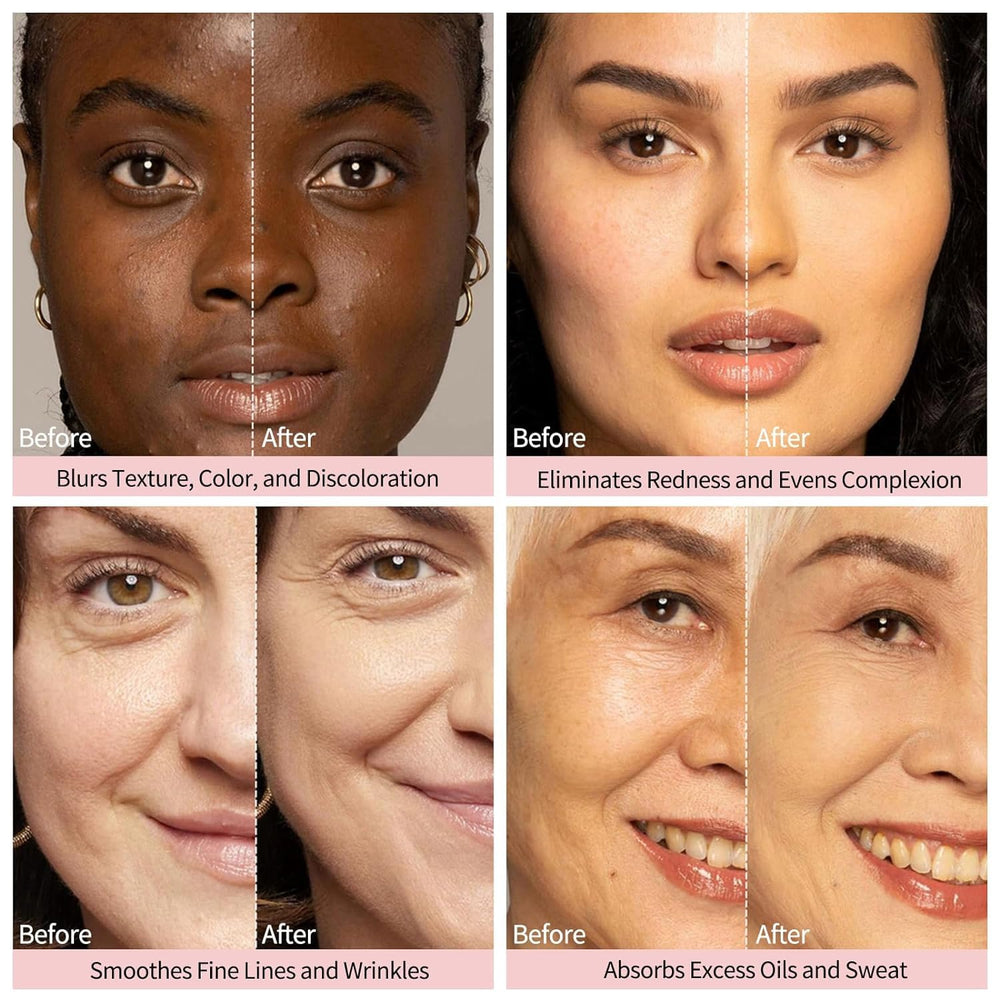 URQT blurring balm open texture close-up highlighting lightweight balm-to-powder finish