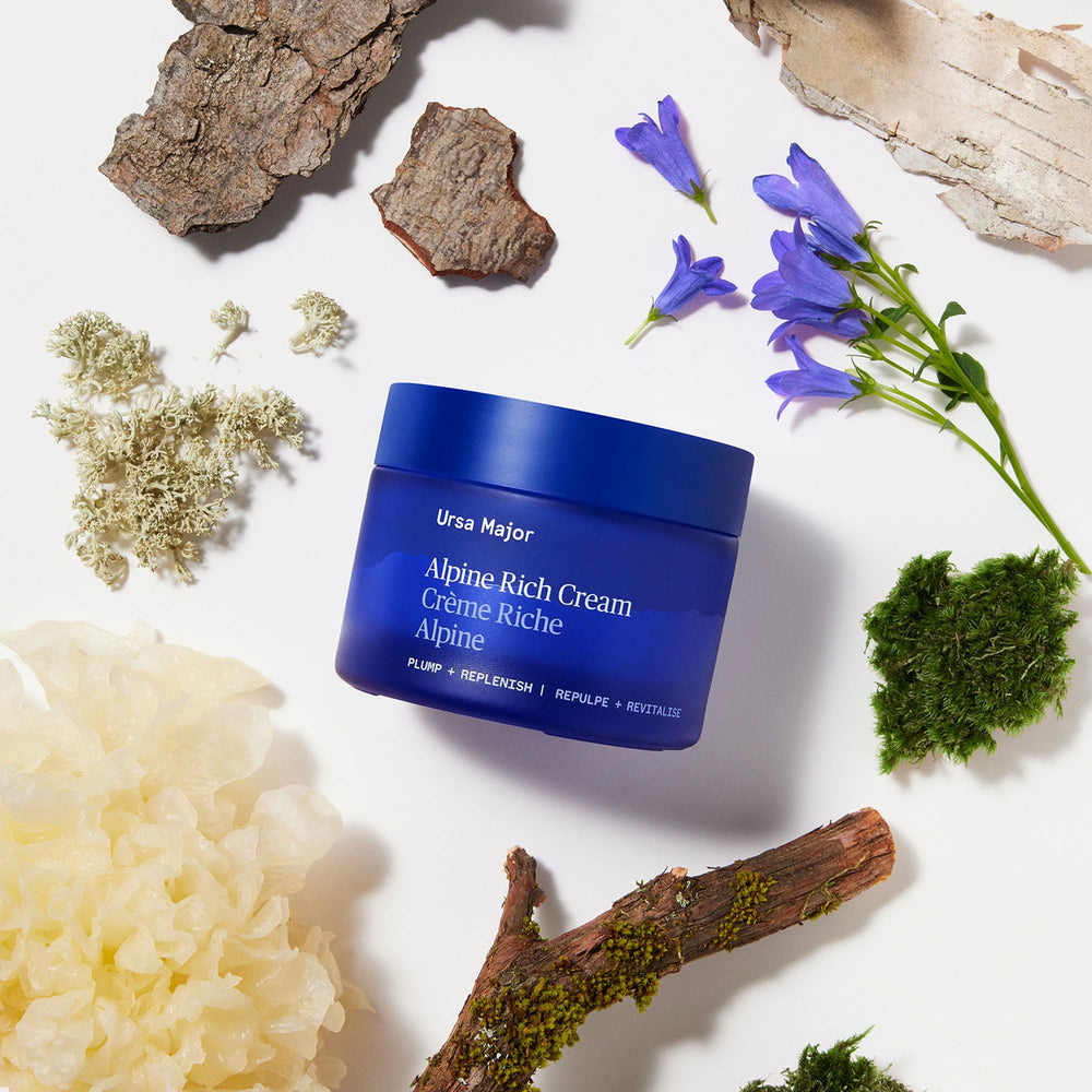 Ursa Major jar lid detail emphasizing premium clean skincare packaging
