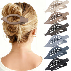 USDNICE front view of six matte oval flat hair clips, shows variety and convenience