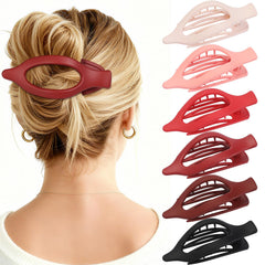 USDNICE front view of six red flat hair clips showing set benefit