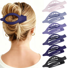 USDNICE front view of six purple flat clips showing color variety and tidy packaging