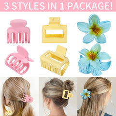 USDNICE size comparison on a hand showing three clip sizes for different hair volumes