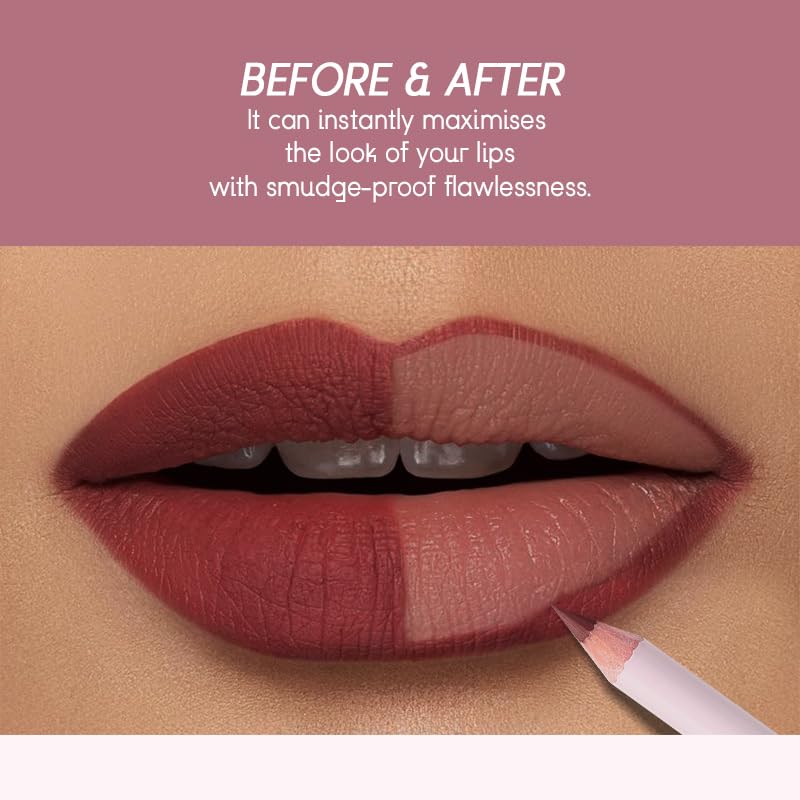 USHAS model applying lip liner then filling with lipstick for neat finish