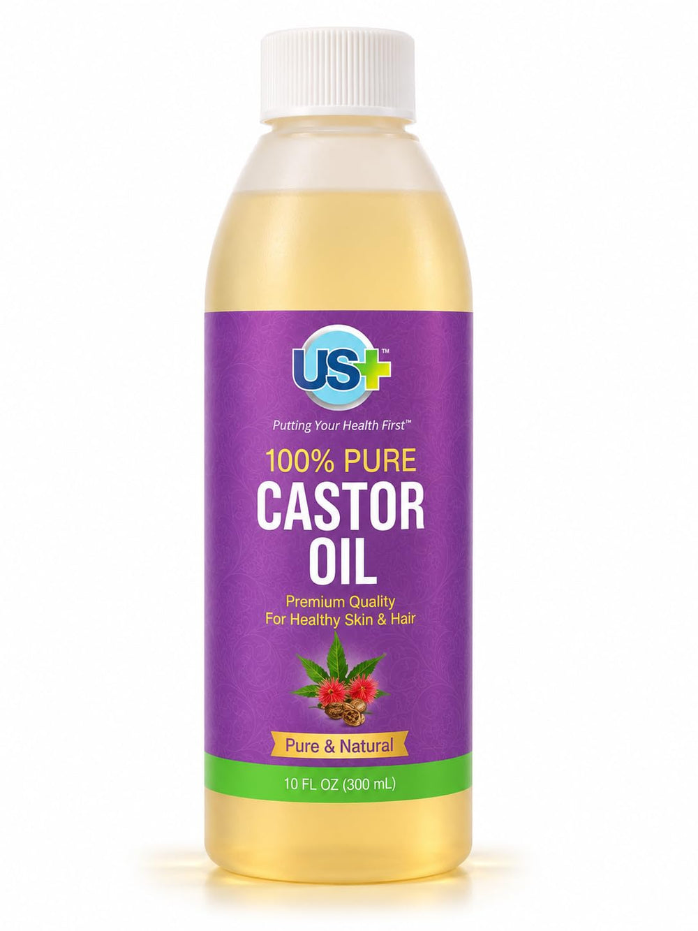 US+ front bottle showing full 10oz packaging and clear label benefit
