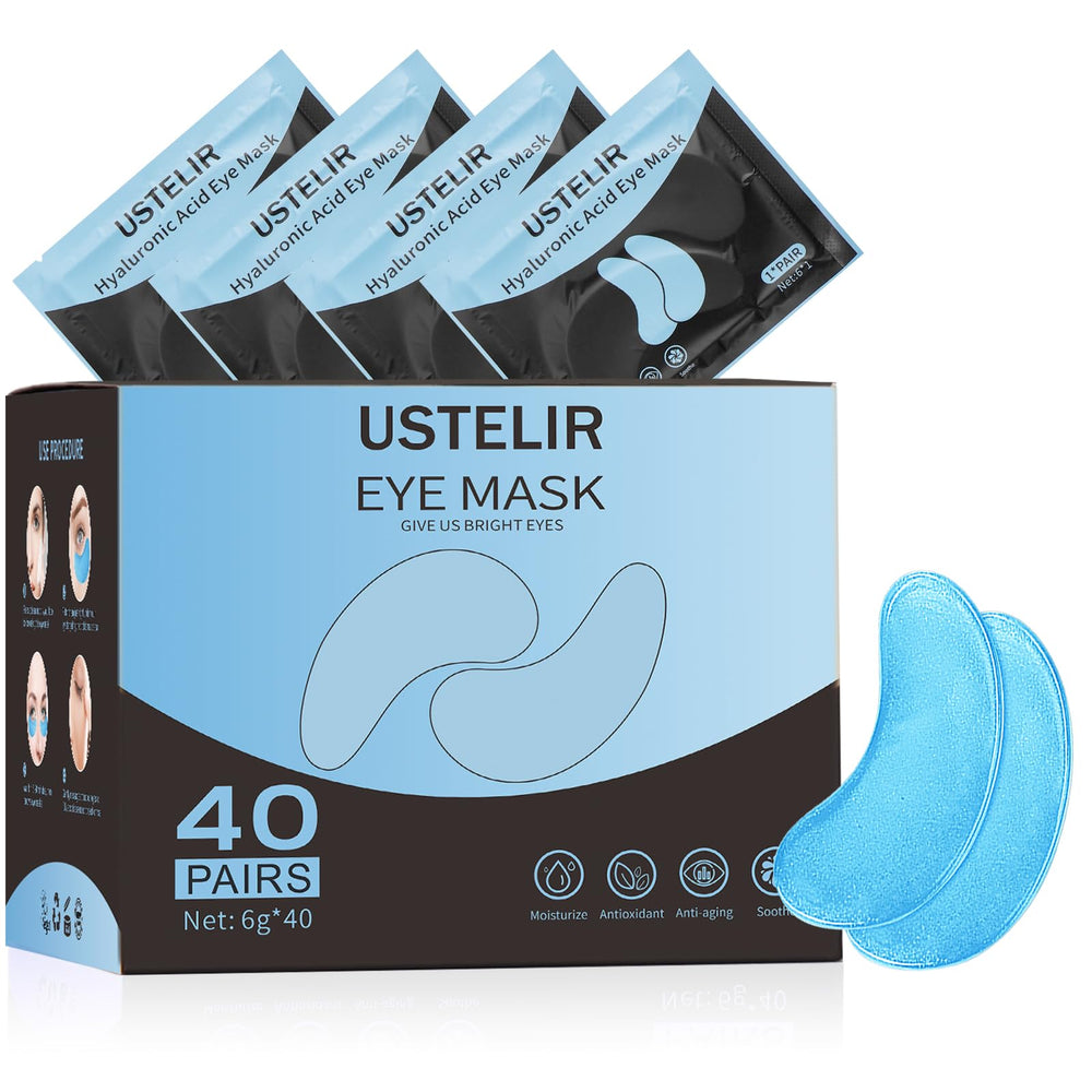 USTELIR front packaging showing 40 pairs and product branding with clear benefit of hydration