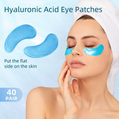 USTELIR single-use sealed packet open to reveal a fresh, hygienic under-eye patch for travel
