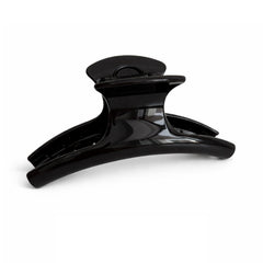 UVANKAUP front view of black jumbo claw clip showing clean shape and benefit of secure hold