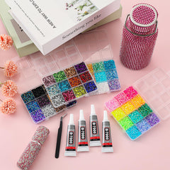 UWETIME organized 48-compartment box keeping 32000 rhinestones neat and accessible