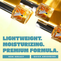 V Beauty Pure oil drop on fingertip showing lightweight texture and quick absorption
