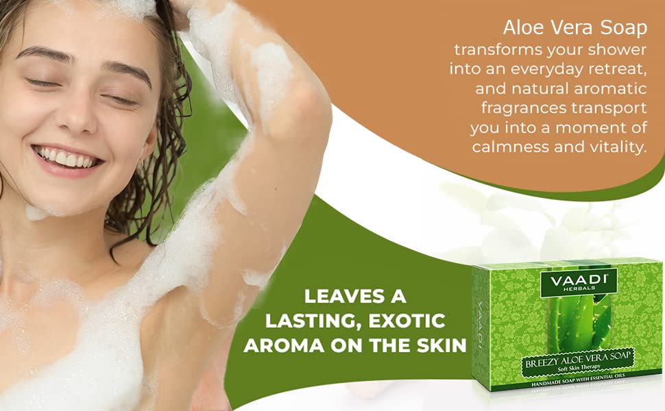 Vaadi Herbals soap on bathroom shelf lifestyle image illustrating daily use