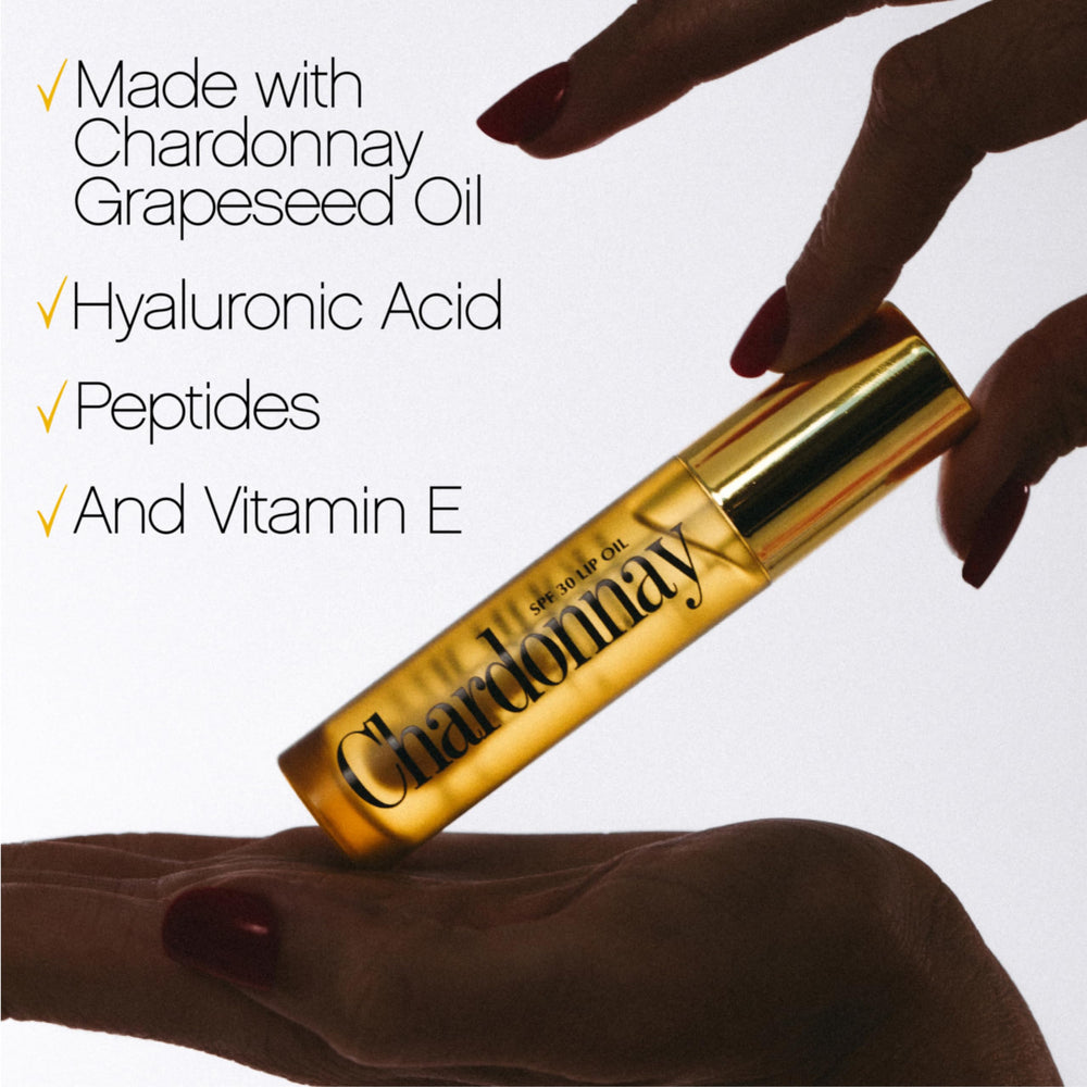 VACATION Chardonnay lip oil size scale next to credit card for travel-ready convenience