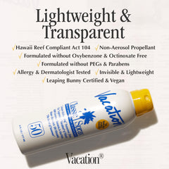 VACATION bottle held in hand illustrating portable travel size