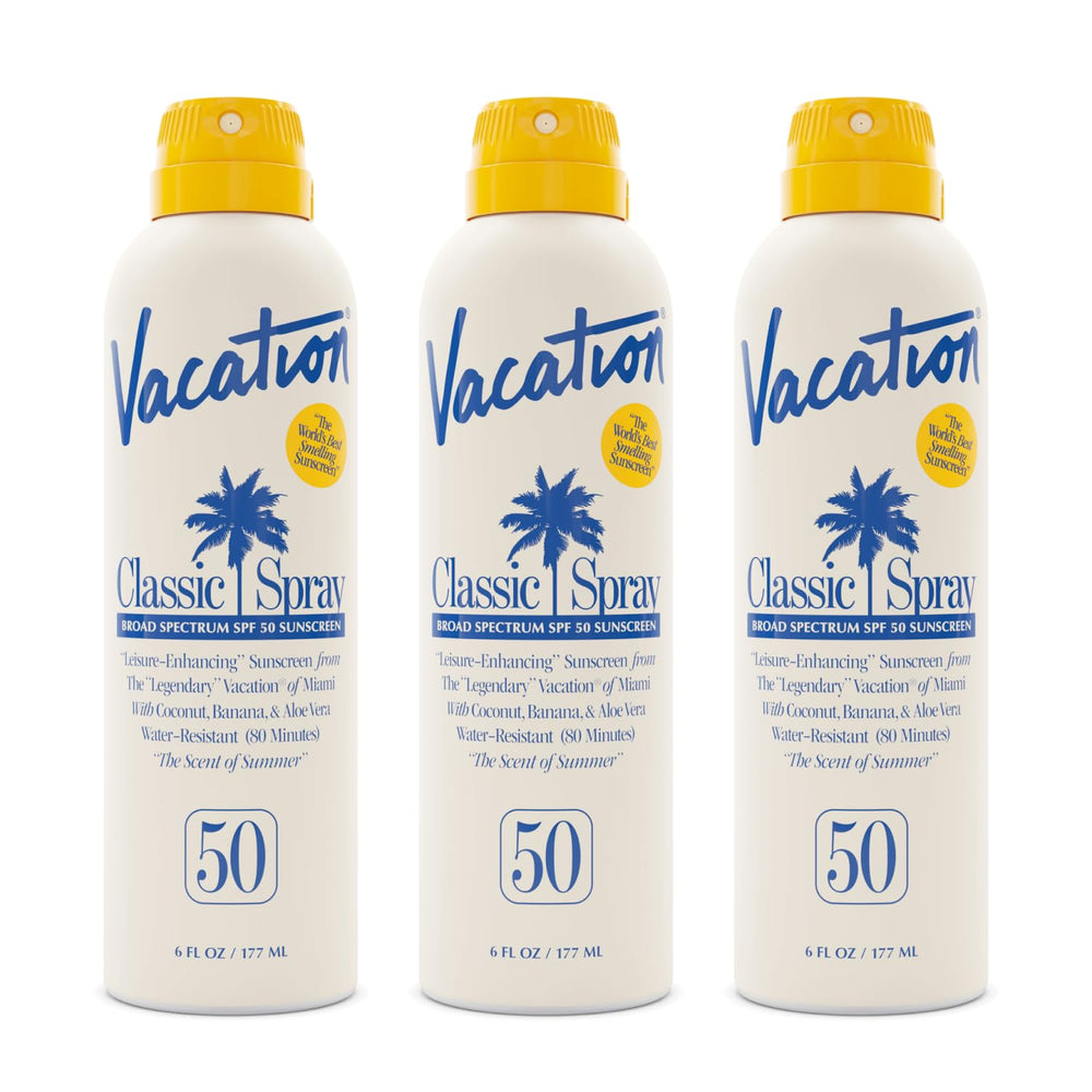 VACATION front packaging showing SPF 50 and benefits
