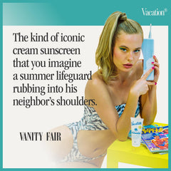 VACATION bottle poolside evoking pleasant scent and vacation-ready benefit