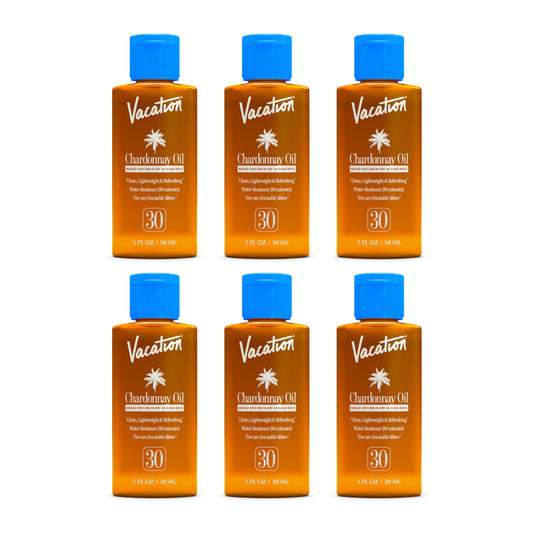 VACATION front packaging showing six mini bottles and travel convenience