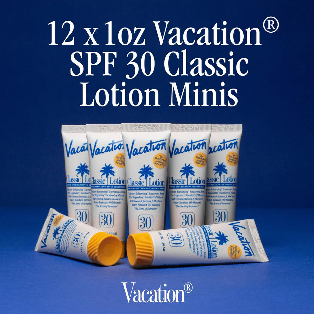 VACATION mini classic open tube texture showing smooth lotion and quick absorption benefit