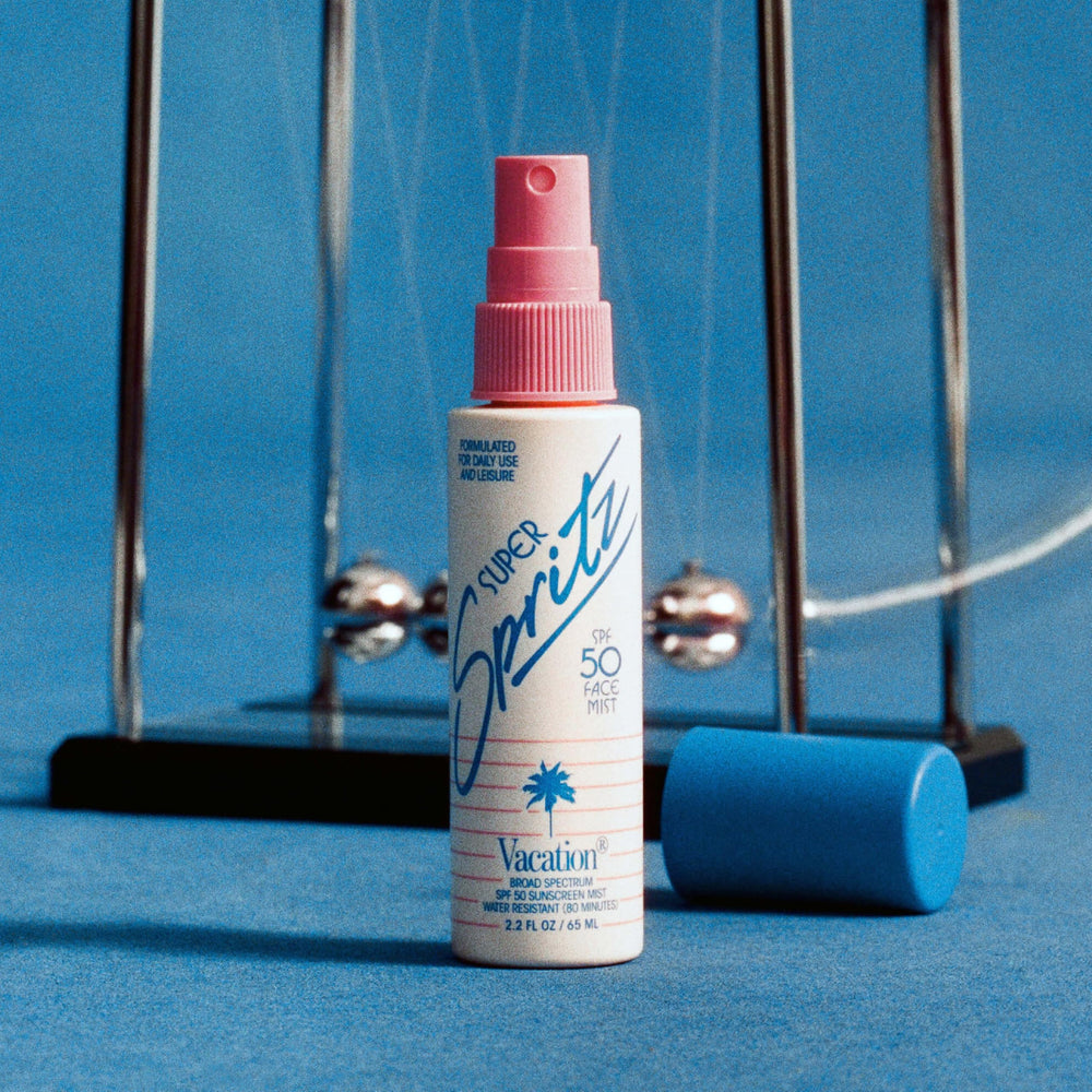 VACATION mist over makeup demonstrating compatibility and non-disruptive finish