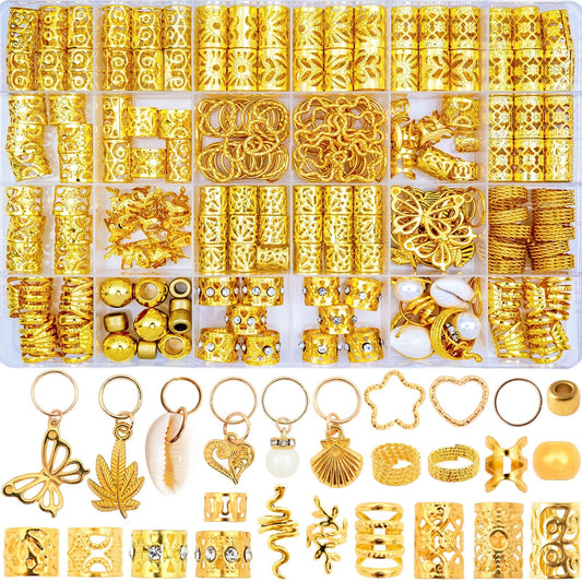 Vaikby front packaging showing full 236-piece gold hair set benefit: organized variety