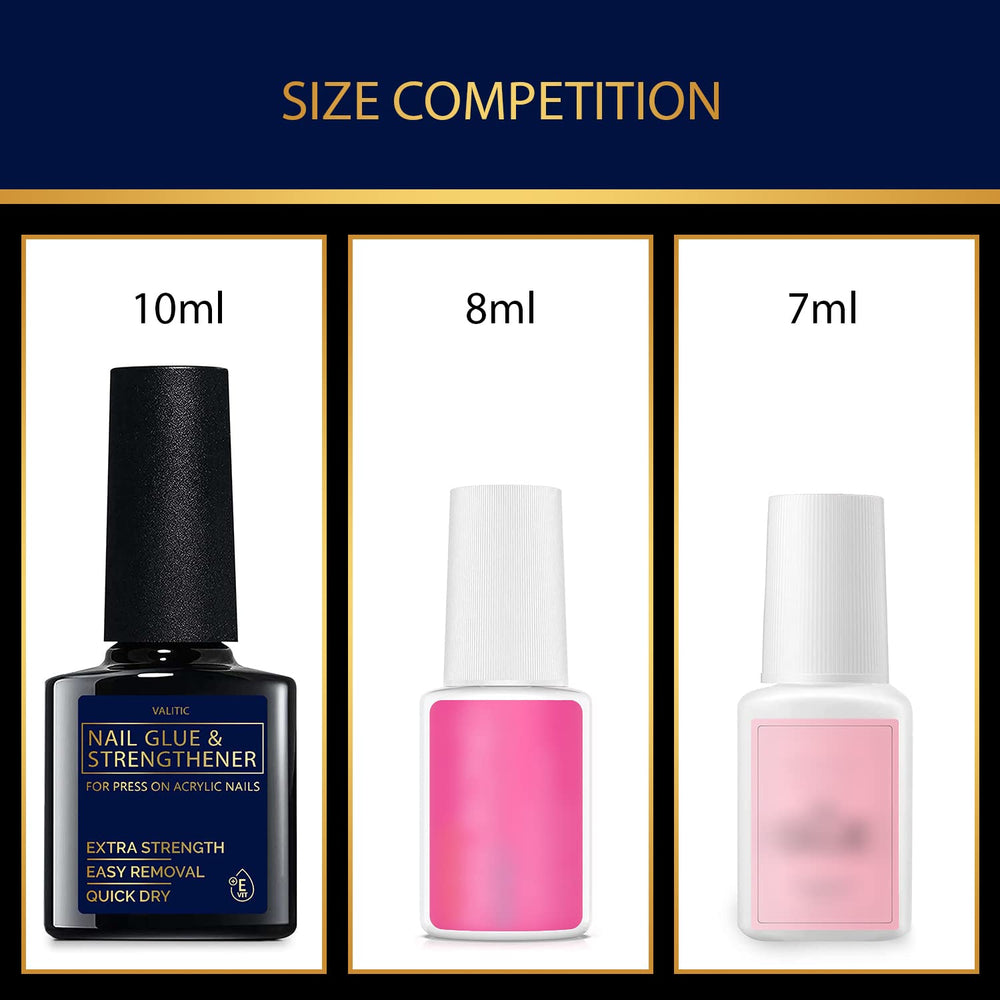 VALITIC bonding acrylic tip to natural nail showing strong adhesive performance benefit