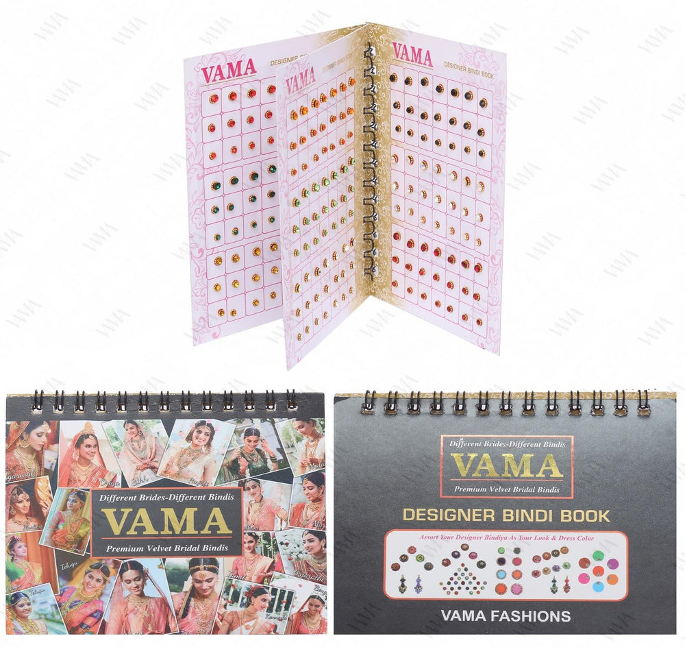 VAMA three-size comparison of bindis for layered or delicate design options