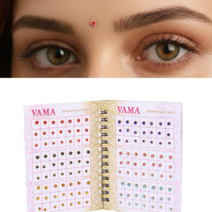 VAMA compact bindi book with travel pouch indicating portability and on-the-go touch-ups