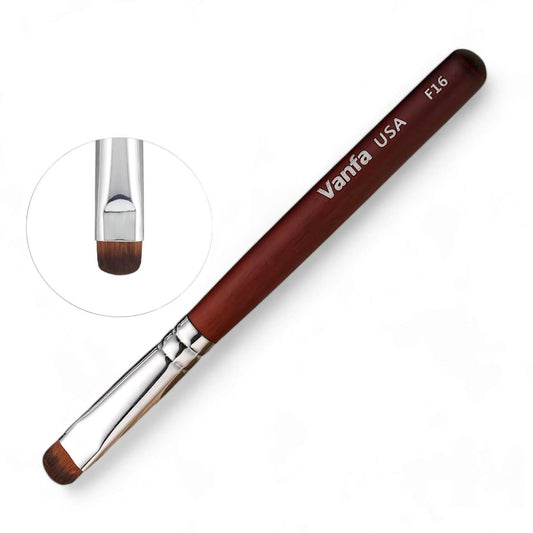 Vanfa F16 front view showing brush shape and polished handle for precise control