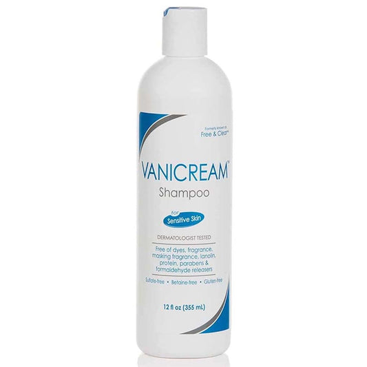 Vanicream bottle front view showing label and 12 fl oz size benefit of clarity