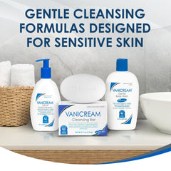 vanicream bar placed in bathroom setting suggesting daily routine use